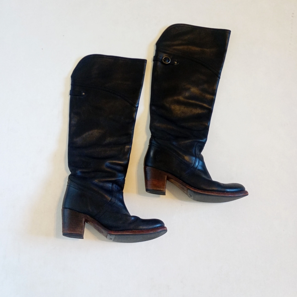 🍂 Frye black leather over the knee heeled riding boots
